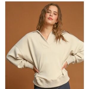 Umgee Cream Pullover Sweatshirt